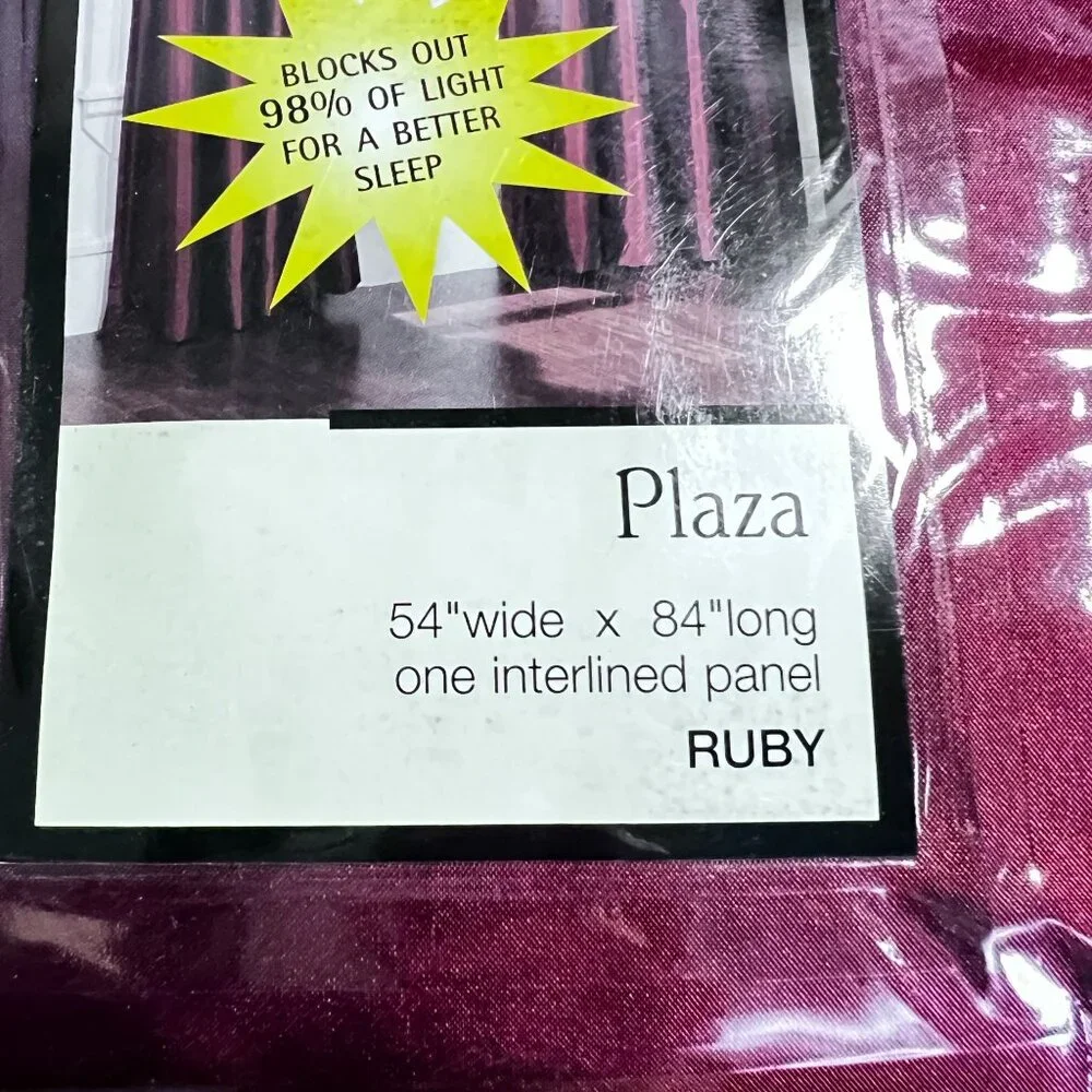 Vtg Ruby Plaza Drapery Drapes Curtains Panels (2) 54 W X 84 L Blocks 98% Light